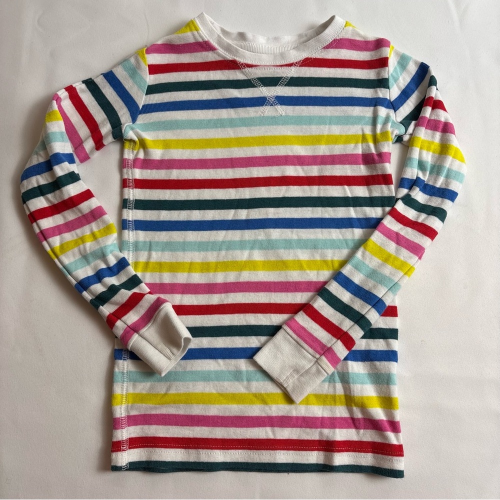 Primary Colorful Striped Kids Long Sleeve Pajama Shirt
